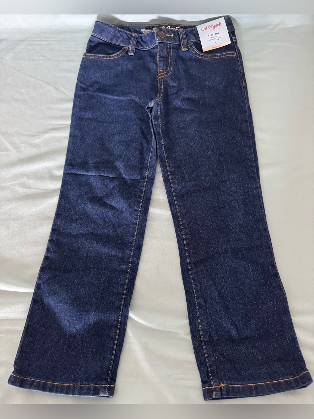 Girls' Mid-Rise Denim Straight Jeans - Cat & Jack